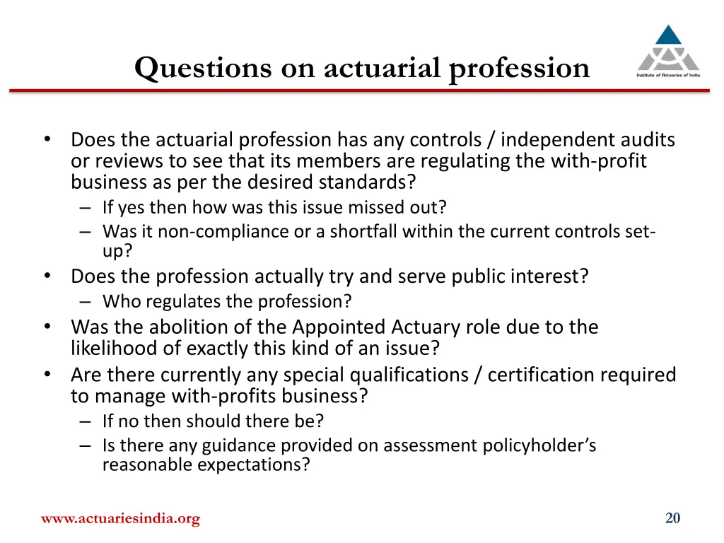questions on actuarial profession