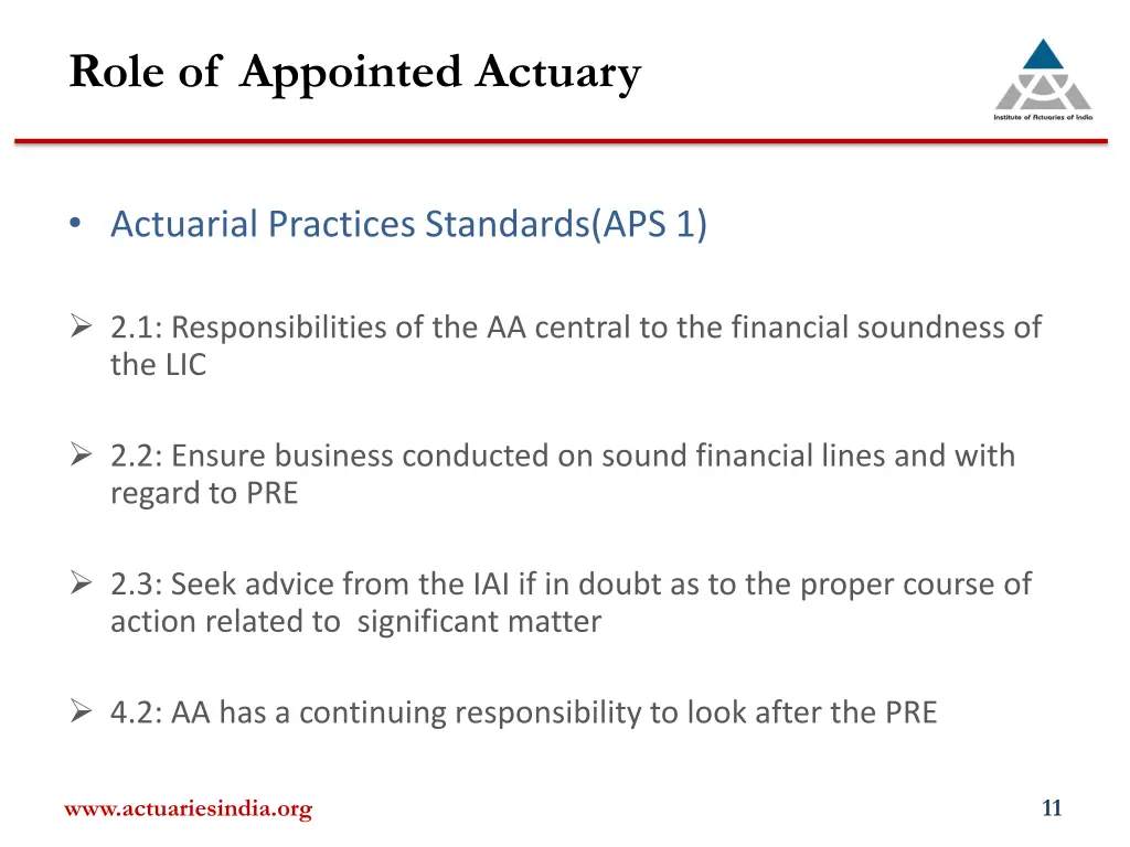 role of appointed actuary