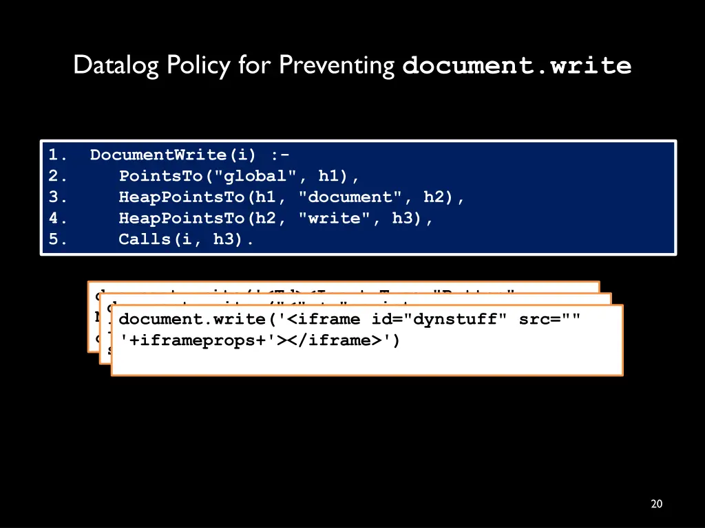 datalog policy for preventing document write