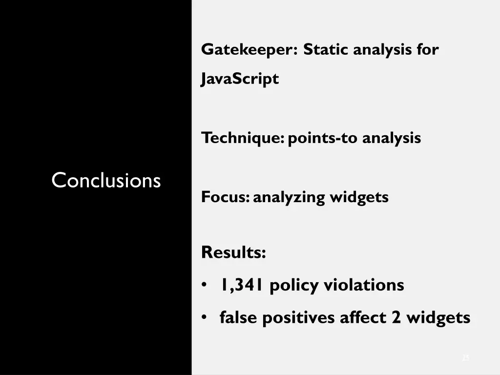 gatekeeper static analysis for