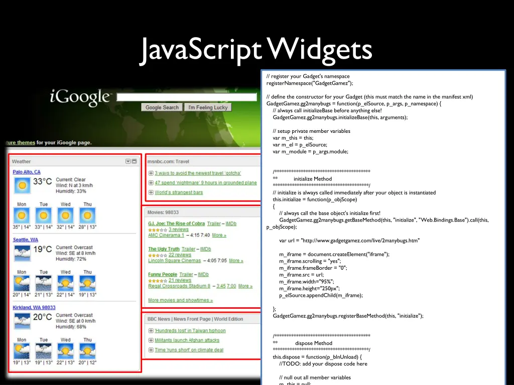 javascript widgets
