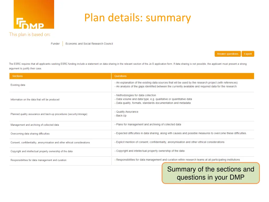 plan details summary