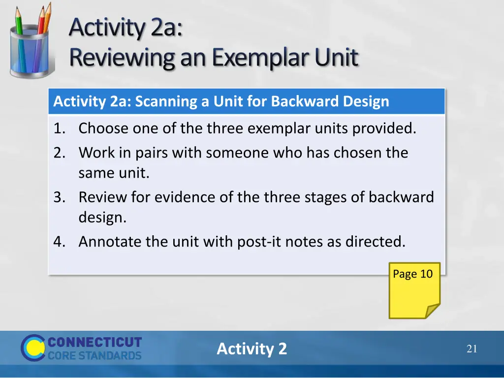 activity 2a reviewing an exemplar unit