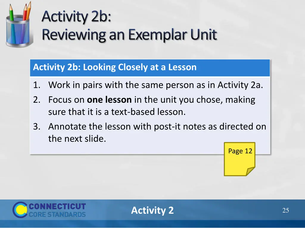 activity 2b reviewing an exemplar unit
