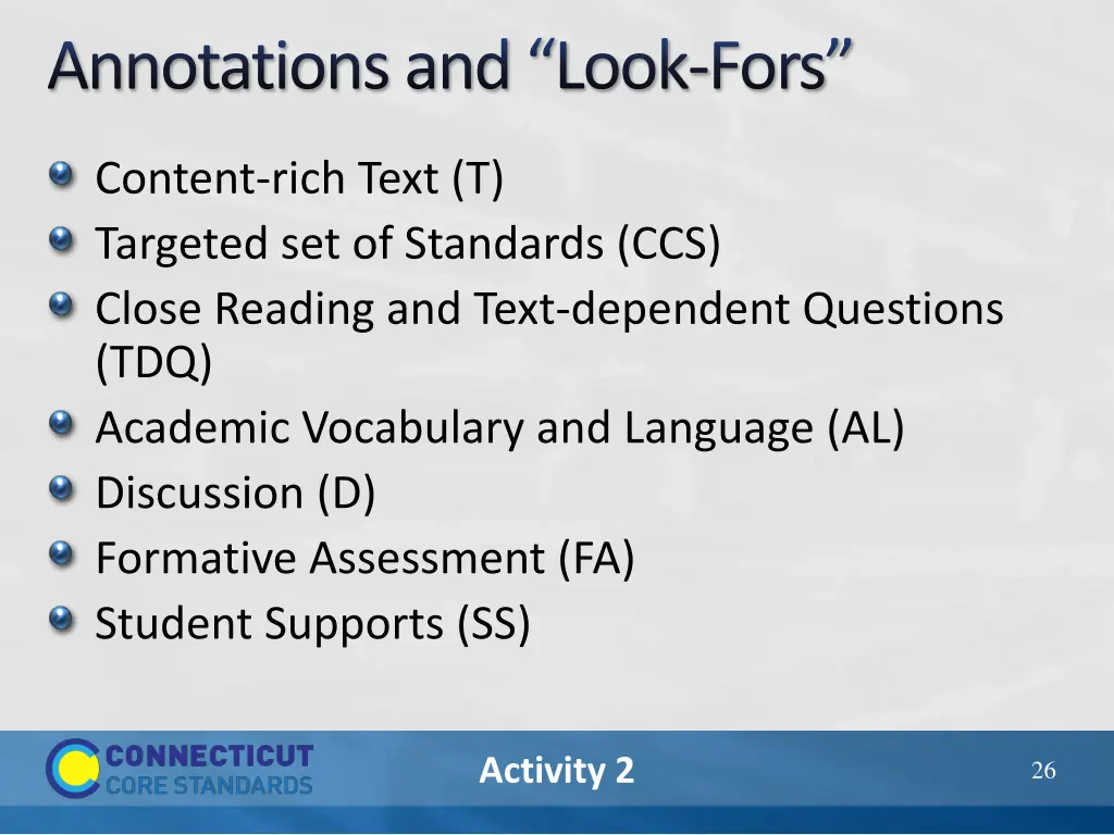 annotations and look fors 1