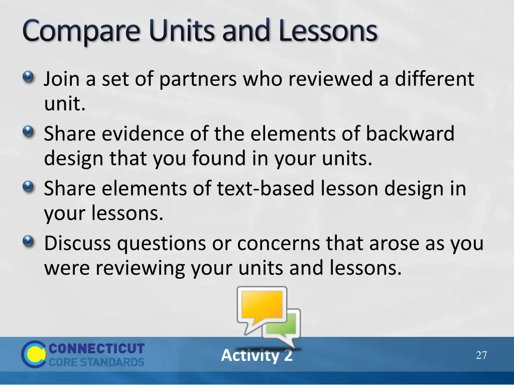 compare units and lessons