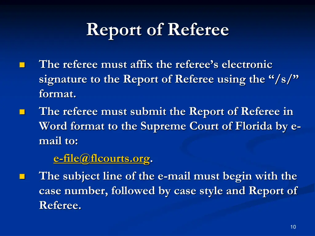 report of referee