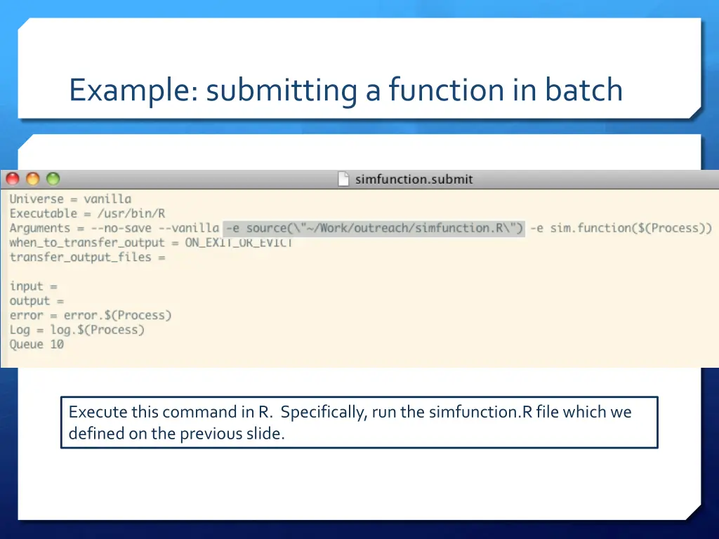 example submitting a function in batch