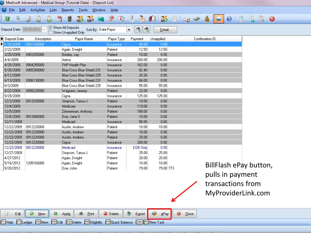 billflash epay button pulls in payment