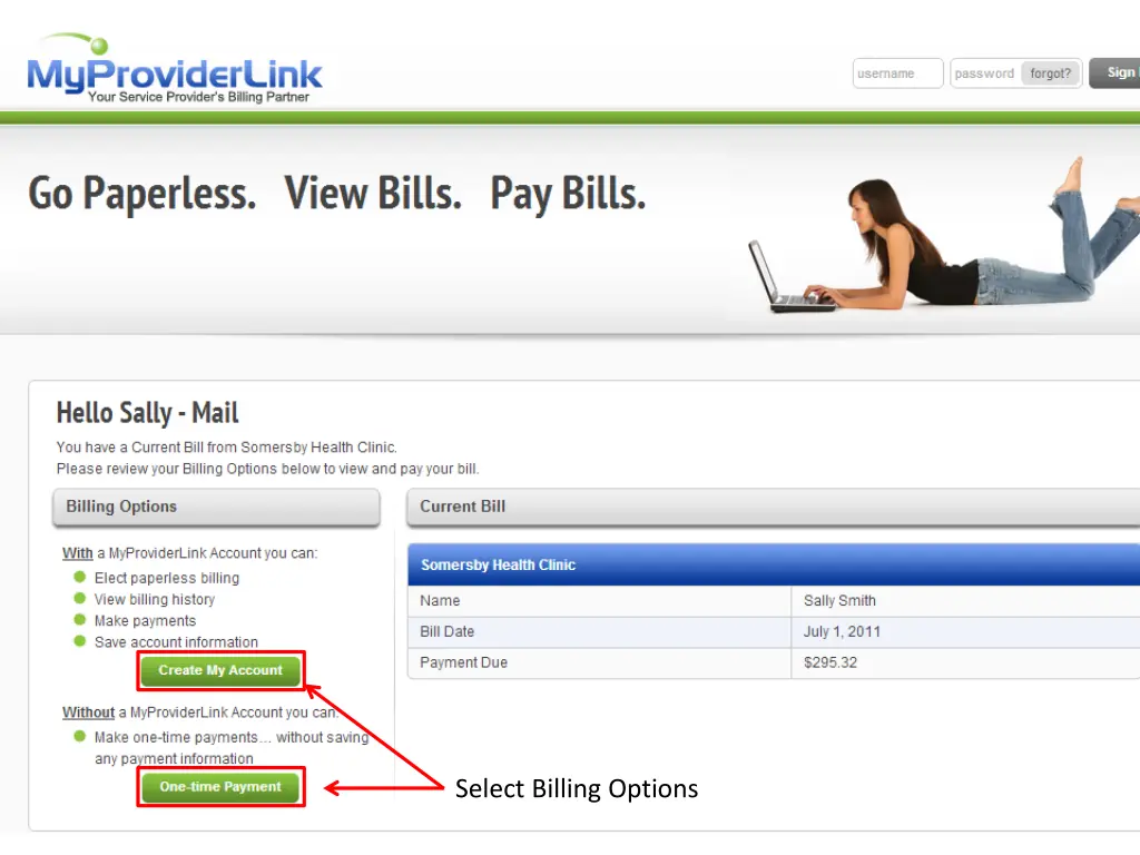 select billing options