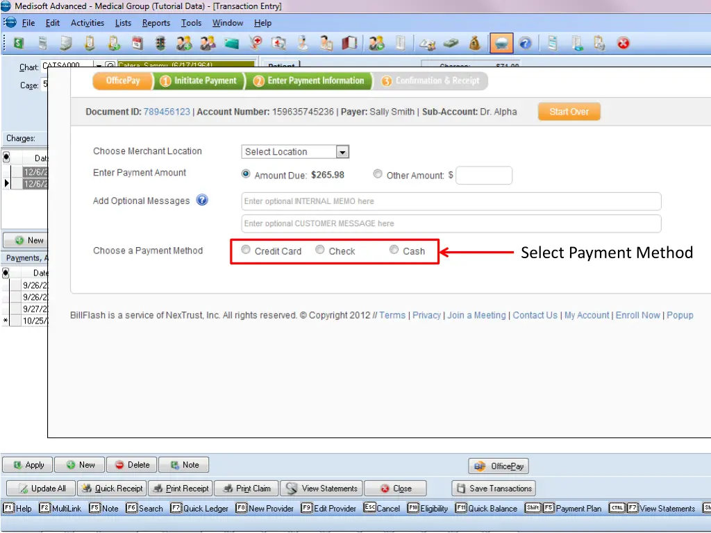 select payment method