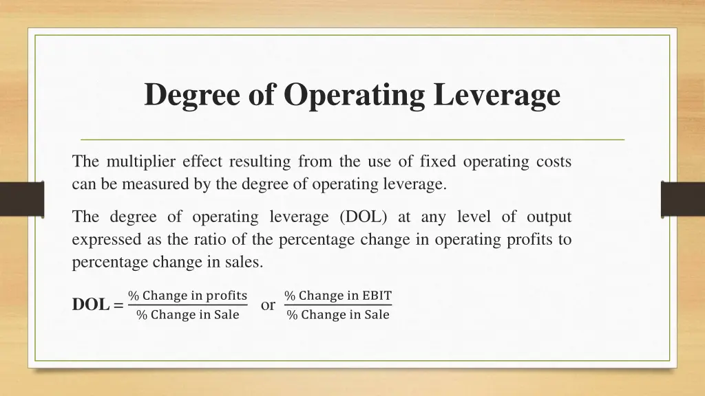degree of operating leverage