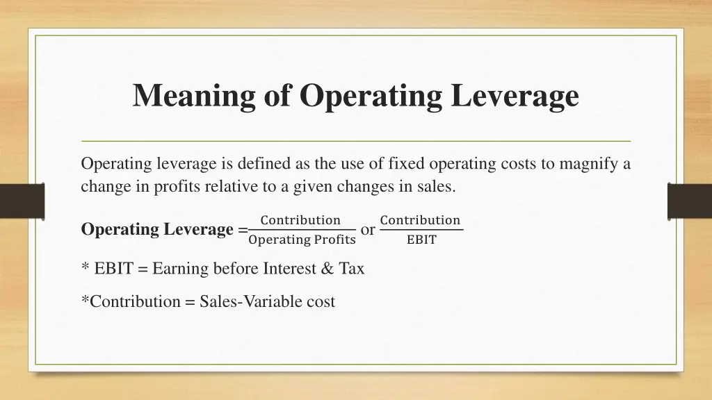 meaning of operating leverage