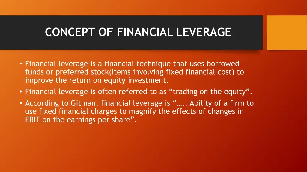 concept of financial leverage