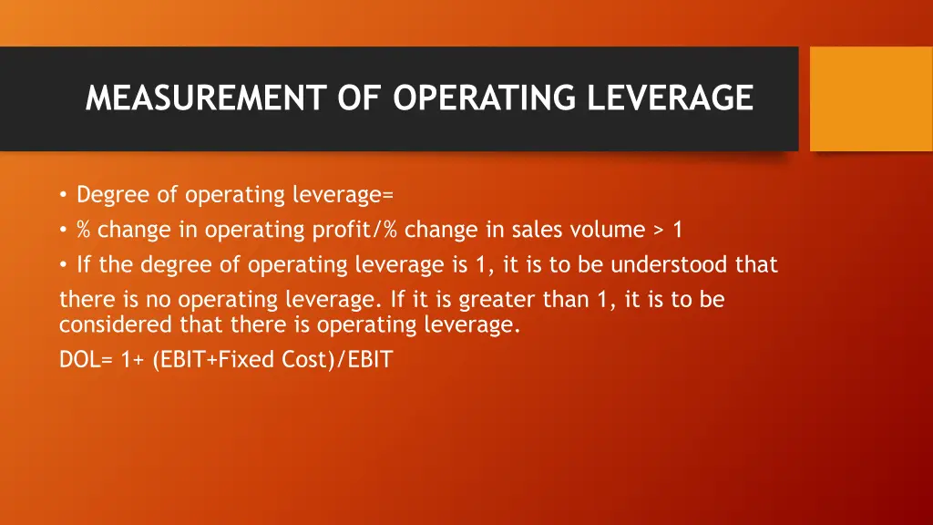 measurement of operating leverage