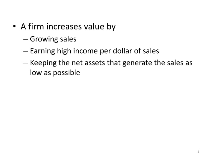 a firm increases value by growing sales earning