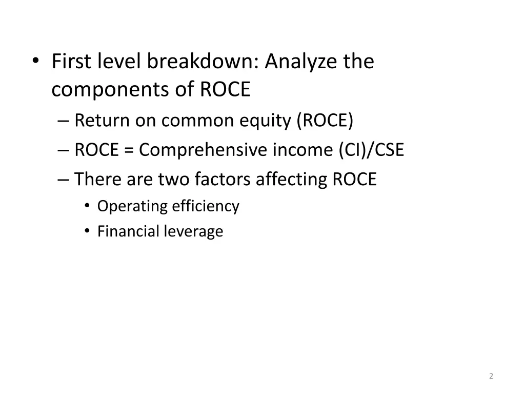 first level breakdown analyze the components
