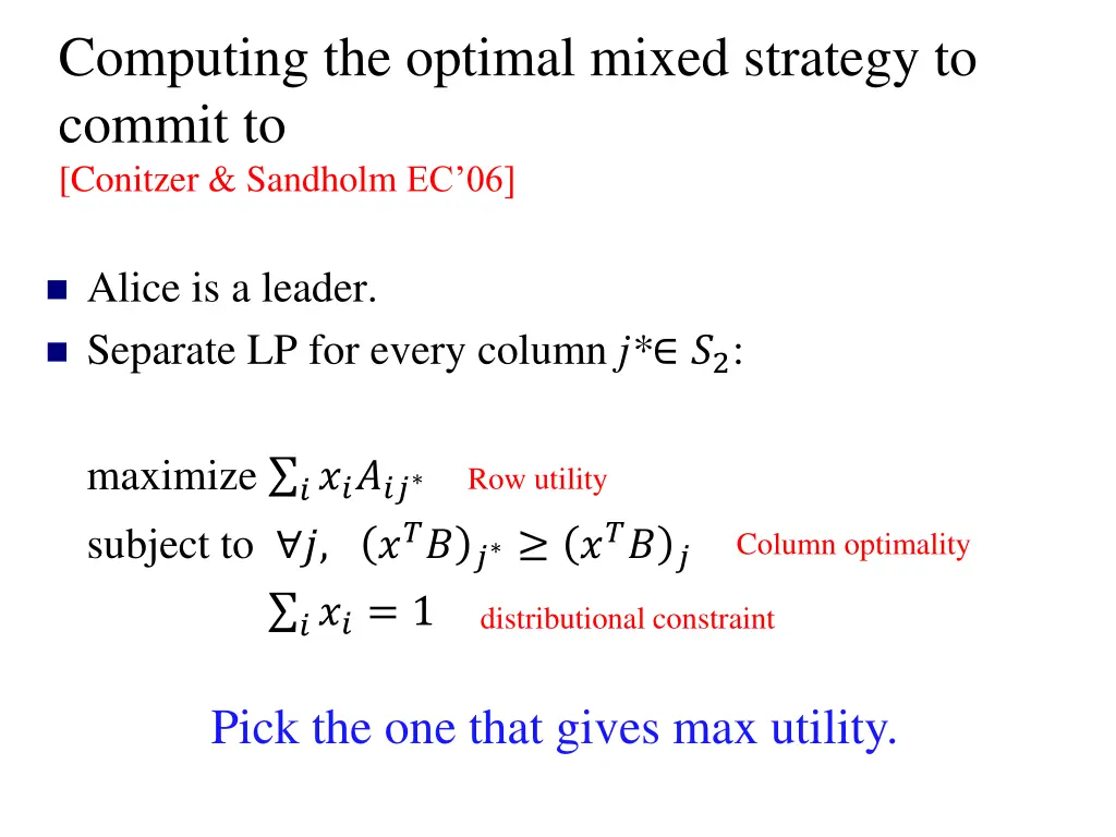 computing the optimal mixed strategy to commit