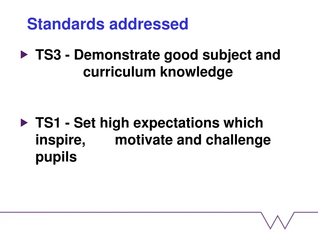 standards addressed