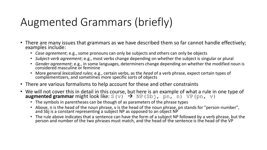 augmented grammars briefly