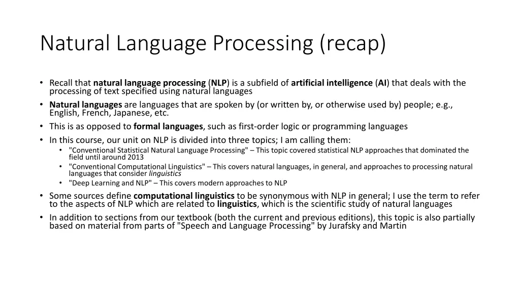 natural language processing recap