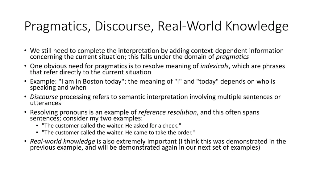 pragmatics discourse real world knowledge