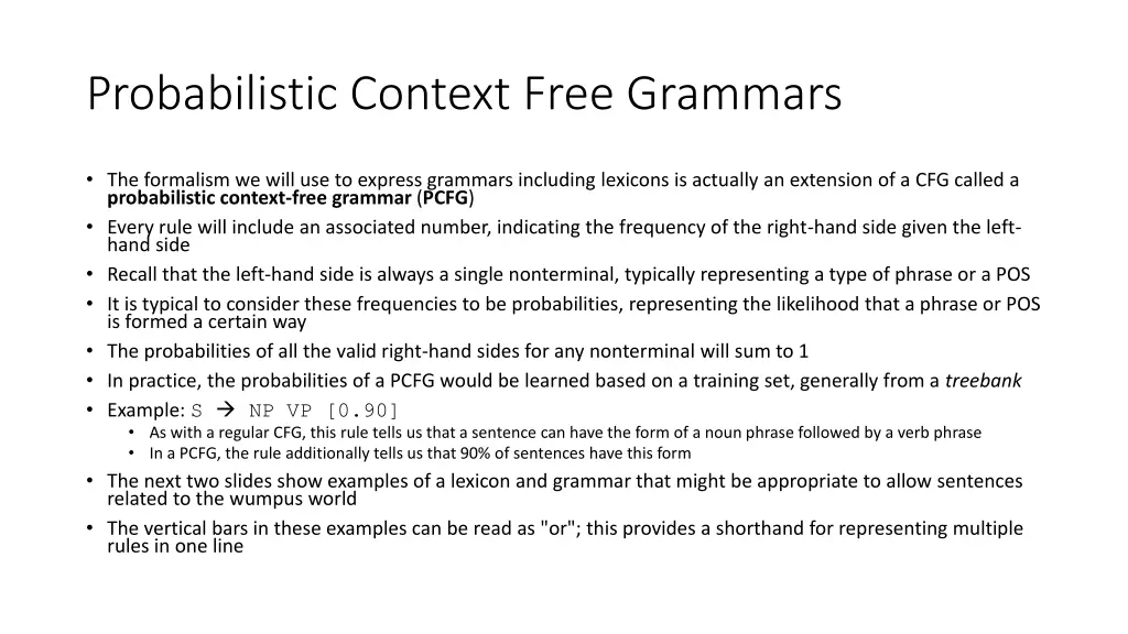probabilistic context free grammars