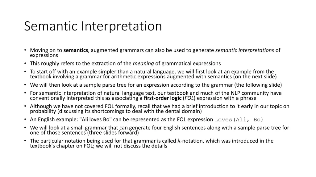 semantic interpretation