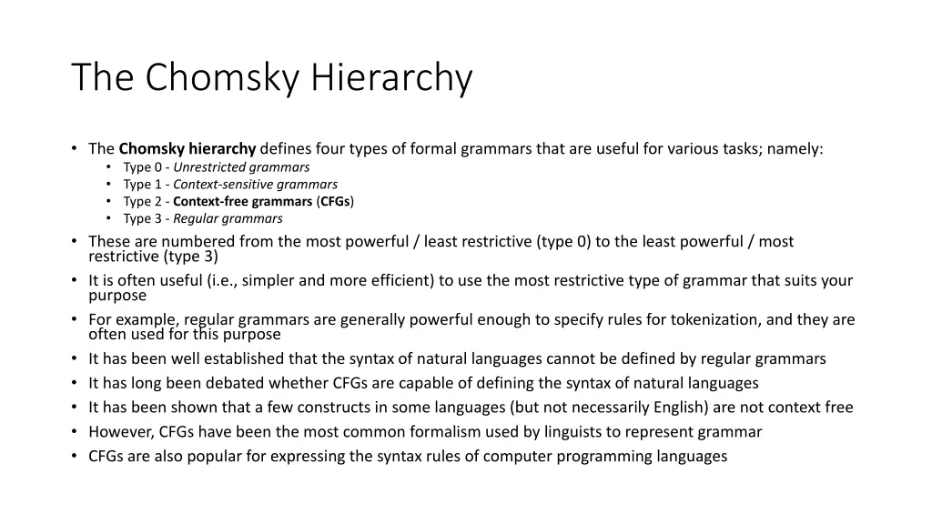 the chomsky hierarchy