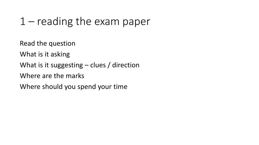 1 reading the exam paper