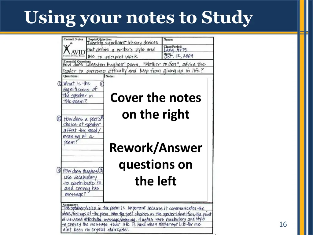 using your notes to study