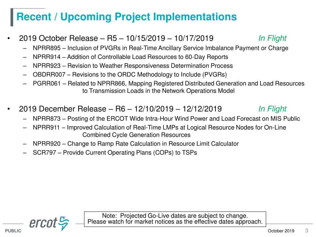 recent upcoming project implementations