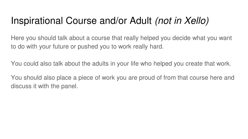 inspirational course and or adult not in xello