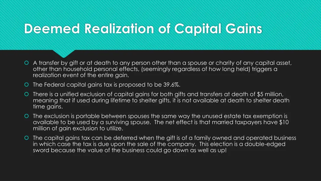 deemed realization of capital gains