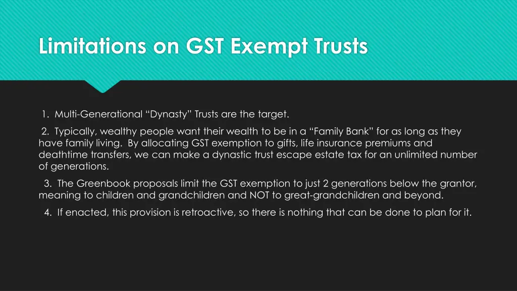 limitations on gst exempt trusts