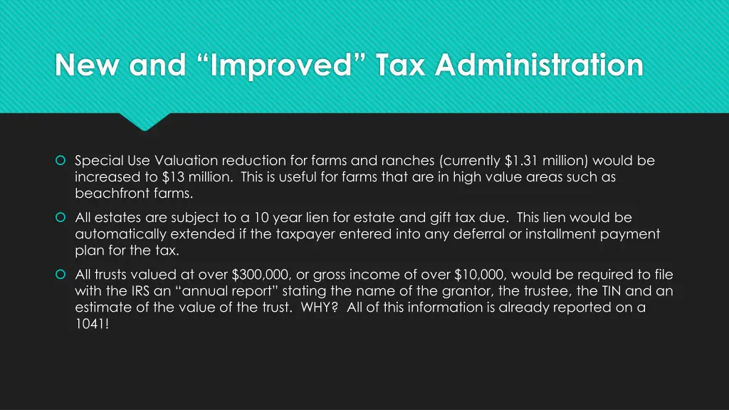 new and improved tax administration