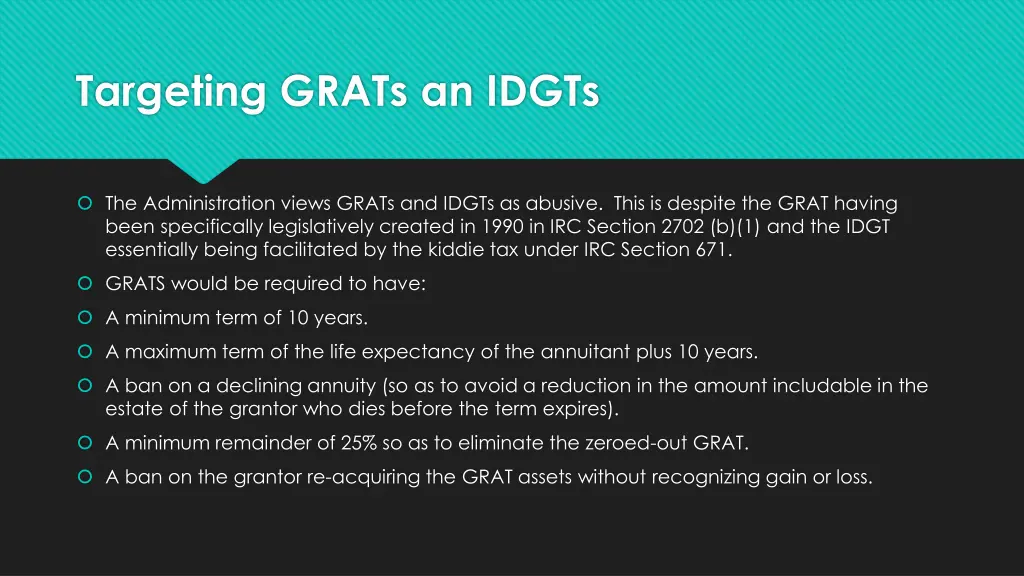 targeting grats an idgts