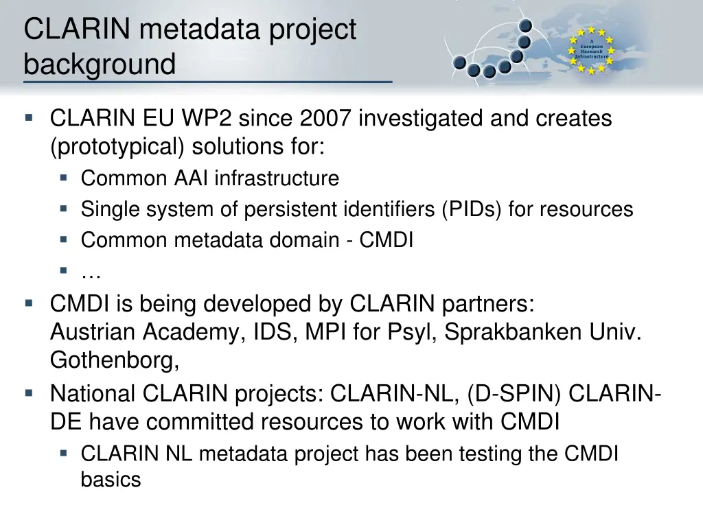 clarin metadata project background