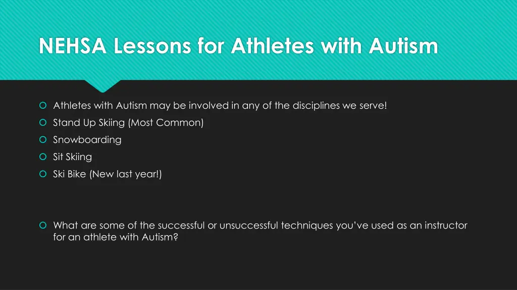 nehsa lessons for athletes with autism