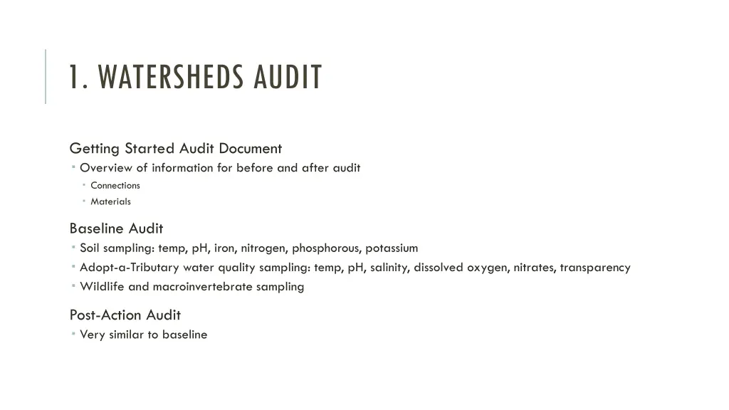 1 watersheds audit