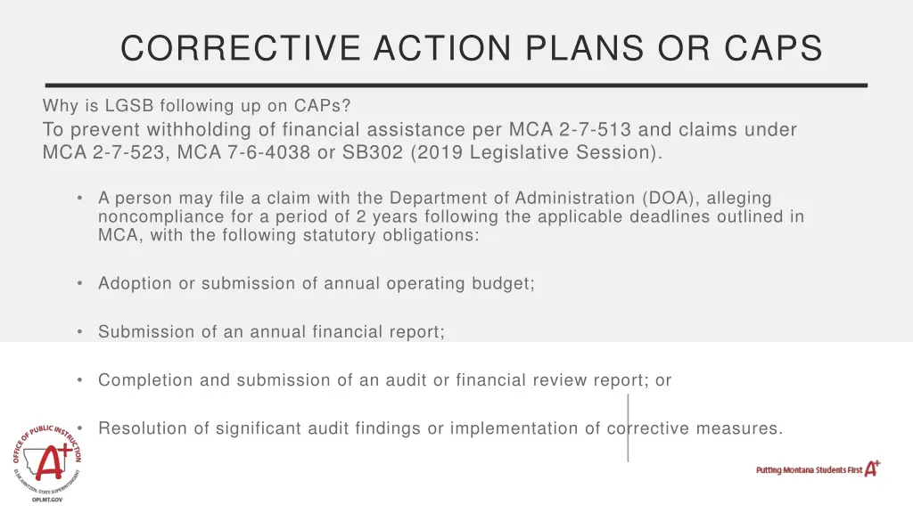 corrective action plans or caps 1