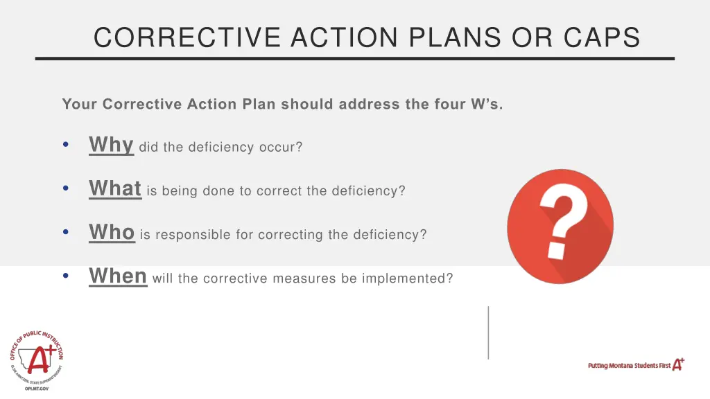 corrective action plans or caps 3