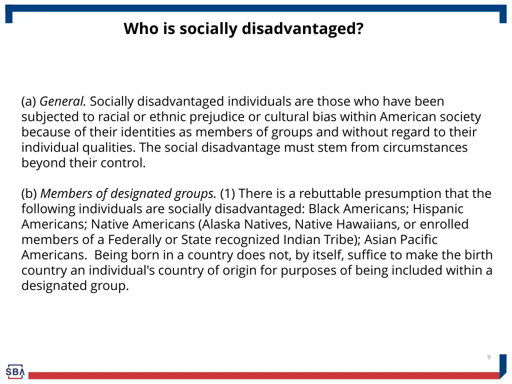 who is socially disadvantaged