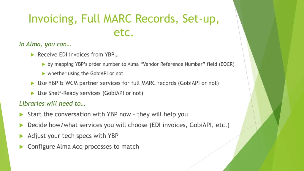 invoicing full marc records set up etc in alma