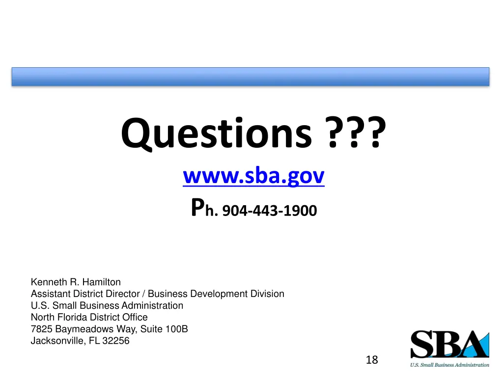 questions www sba gov p h 904 443 1900