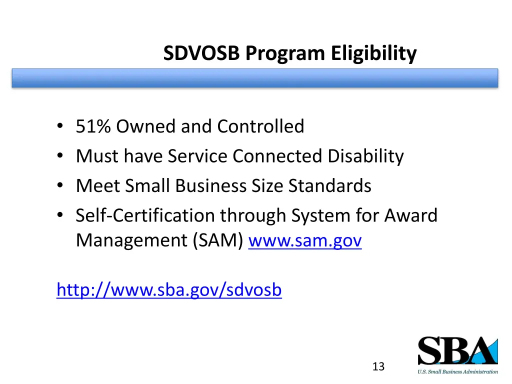 sdvosb program eligibility