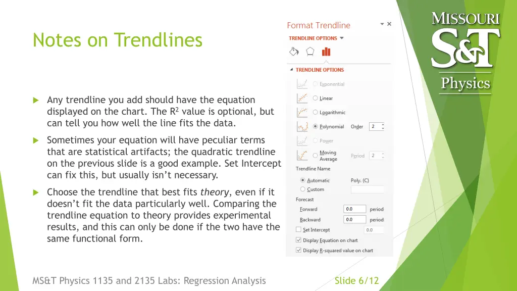 notes on trendlines