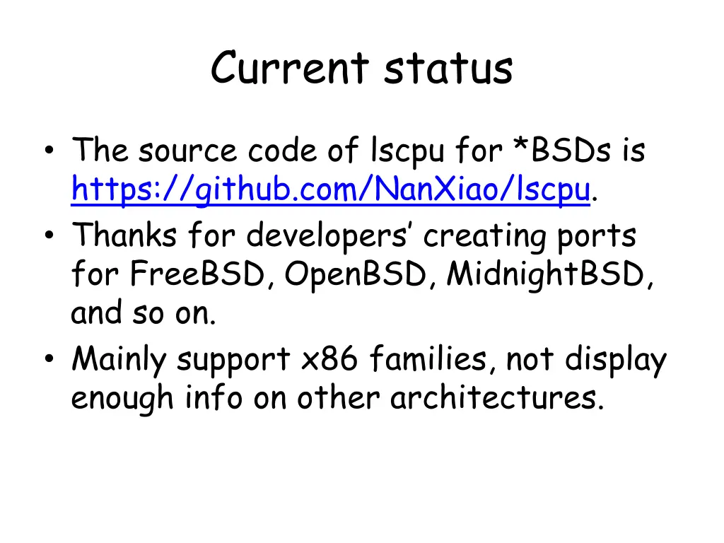 current status