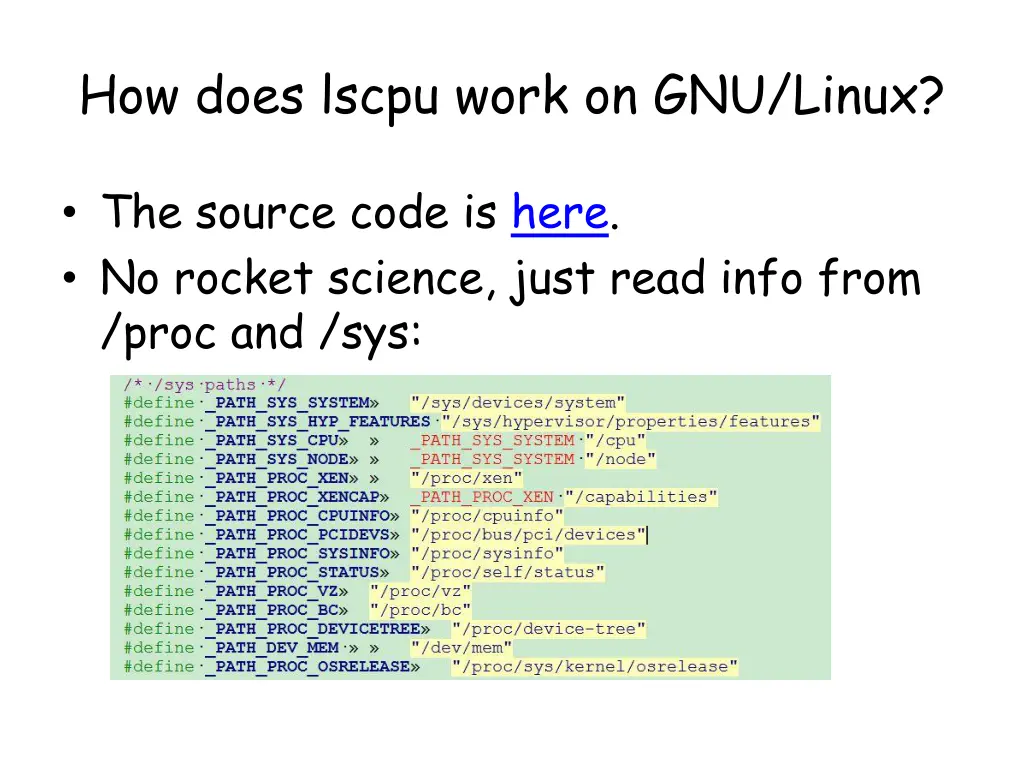 how does lscpu work on gnu linux
