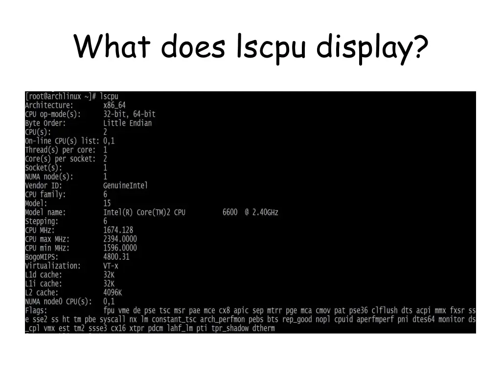 what does lscpu display